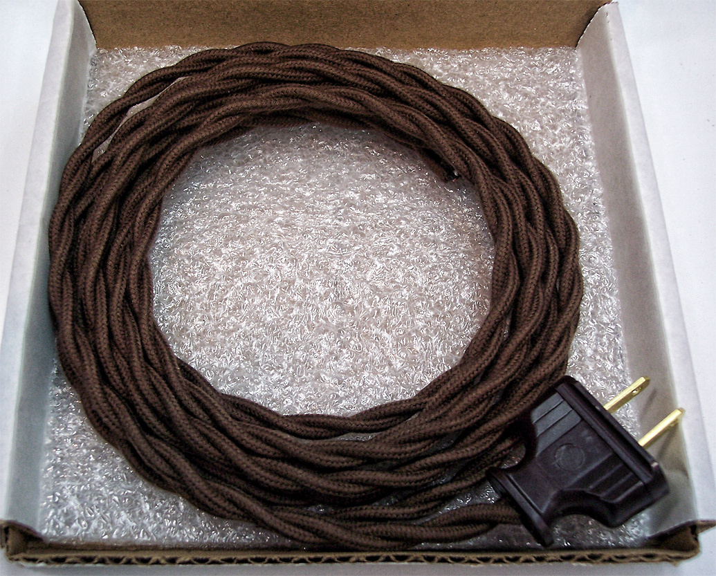 Dark Brown Cloth Covered Wire Vintage Rewire Kit Lamp Cord Fan Antique Restore