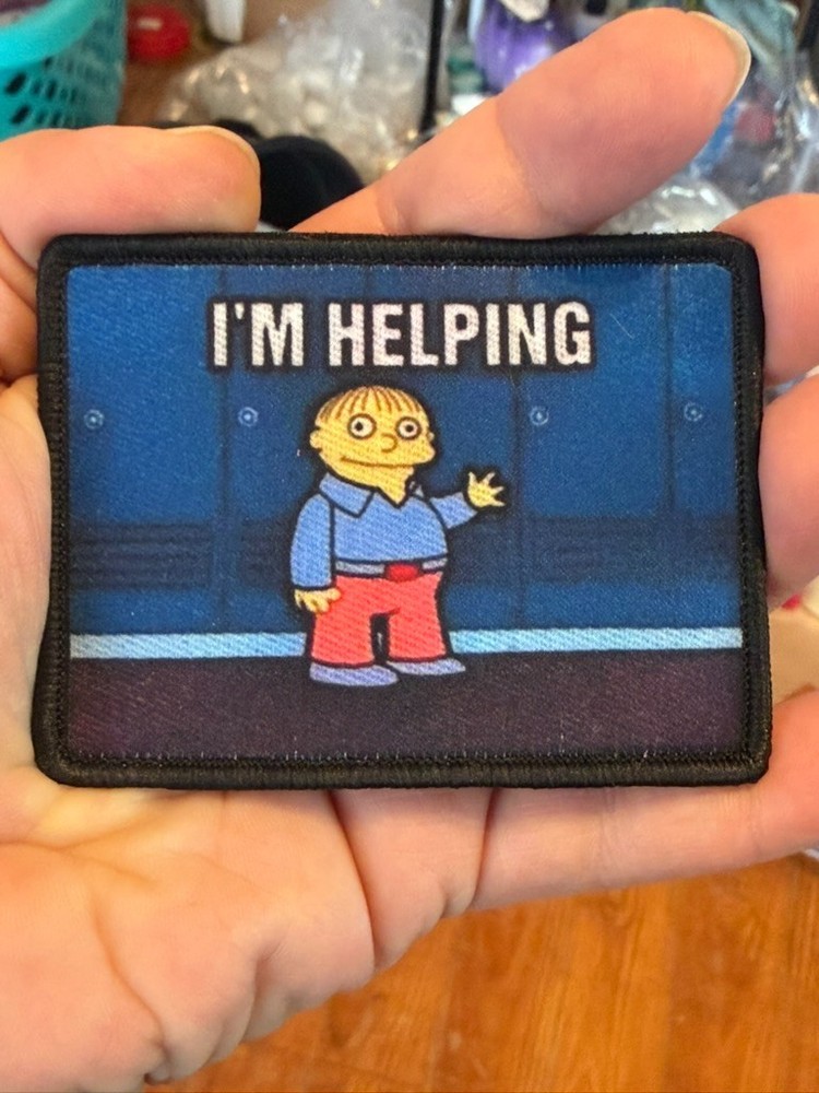 IM HELPING meme patch ralph sublimation patch hook backing