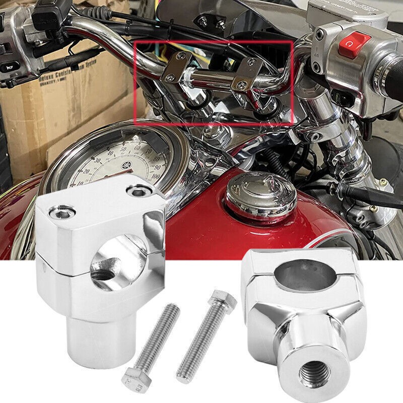 Chrome 1" Handlebar Riser Mount Clamp For Harley Custom Springer Bobber Chopper