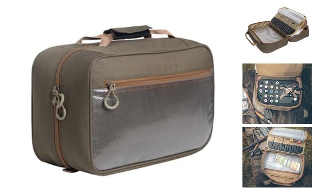 Fly Tying Kit with Multiple See-Through Pouches and Tying Tool Stations and