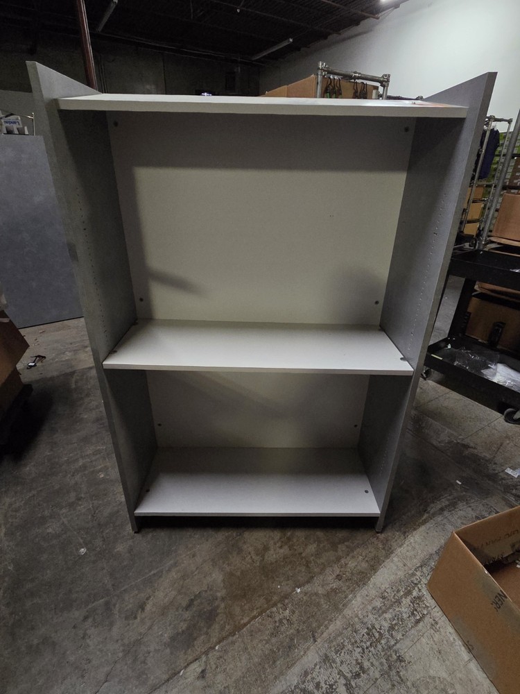 Rolling Gray 2-sided Display Rack With Adjustable Shelves