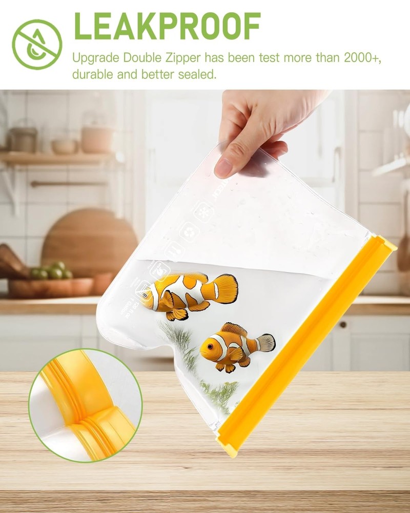 IDEATECH 20Pack Reusable Bags 20Pack-8Gallon+6Quart+6Snack, Multicolor