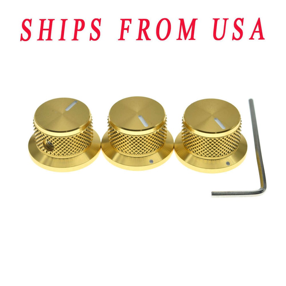 3pcs Set Screw Metal Potentiometer Pot Knobs Top Hat Bell Knobs fits Guitar/Bass