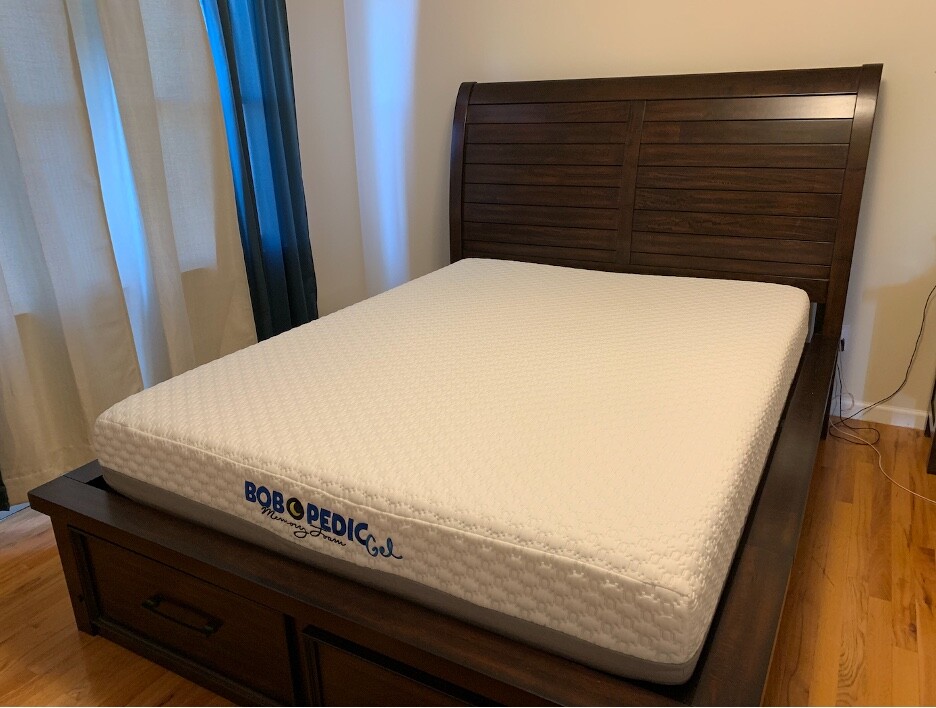 Queen size storage bedset; sturdy, brown, solid wood