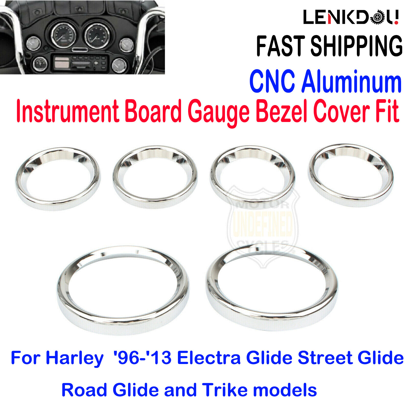 Chrome Instrument Board Gauge Bezel Covers For Harley Electra Street Glide 96-13