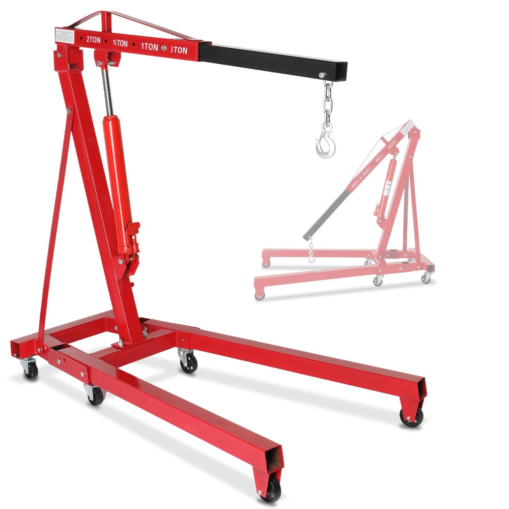 High Quality 2 TON Red Engine Motor Hoist Cherry Picker Shop Crane