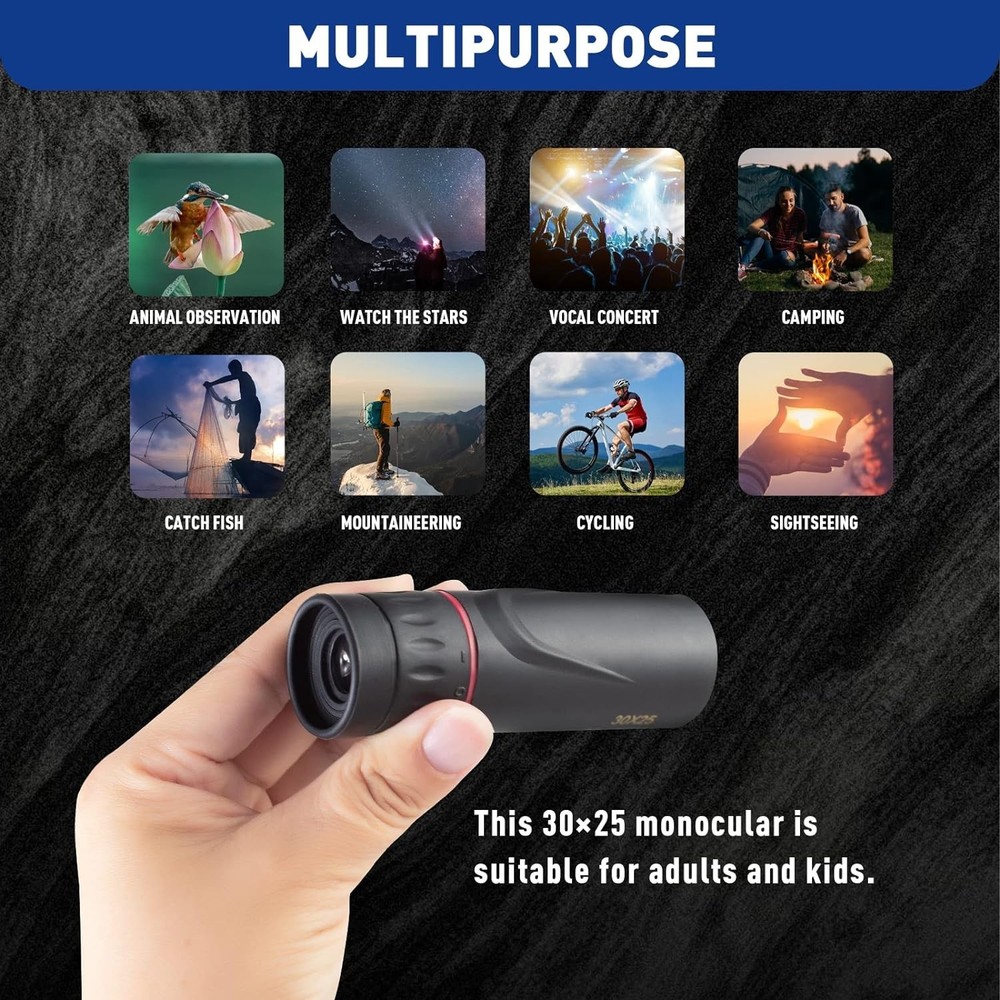 Durable 30x25 Mini Monocular with Waterproof Design - Ideal for Any Environment