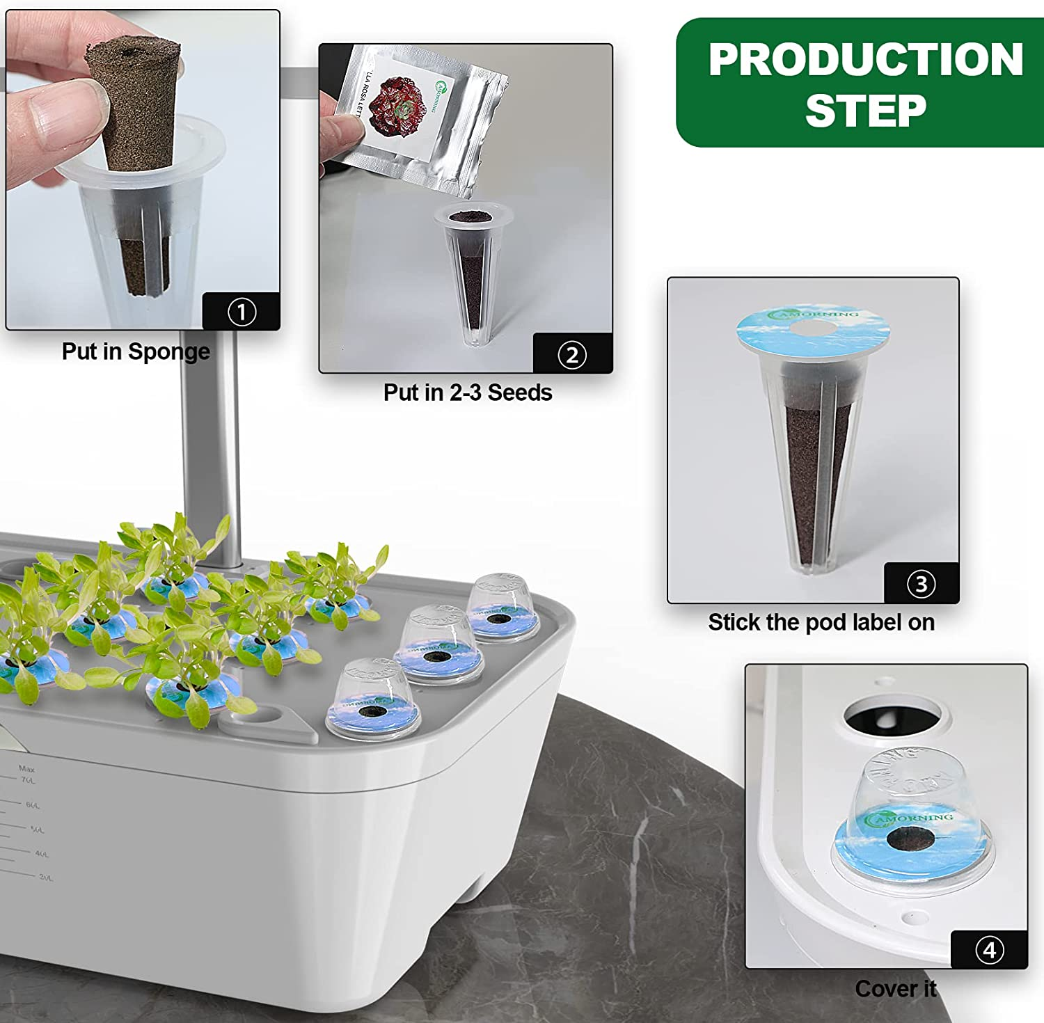 15 Grow Domes,15 Pod Labels,15 Grow Bla-Hydroponic-Garden System Seed-Pods Kit