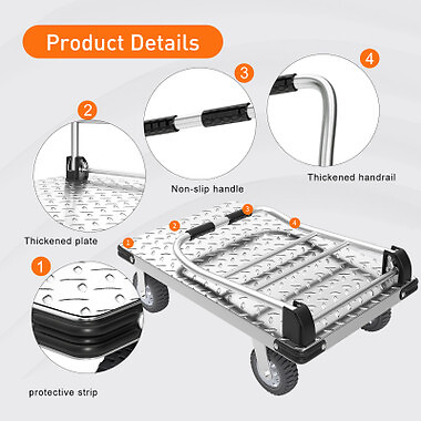 Platform Truck Cart Heavy Duty Push Cart Dolly 2000 LBS Capacity
