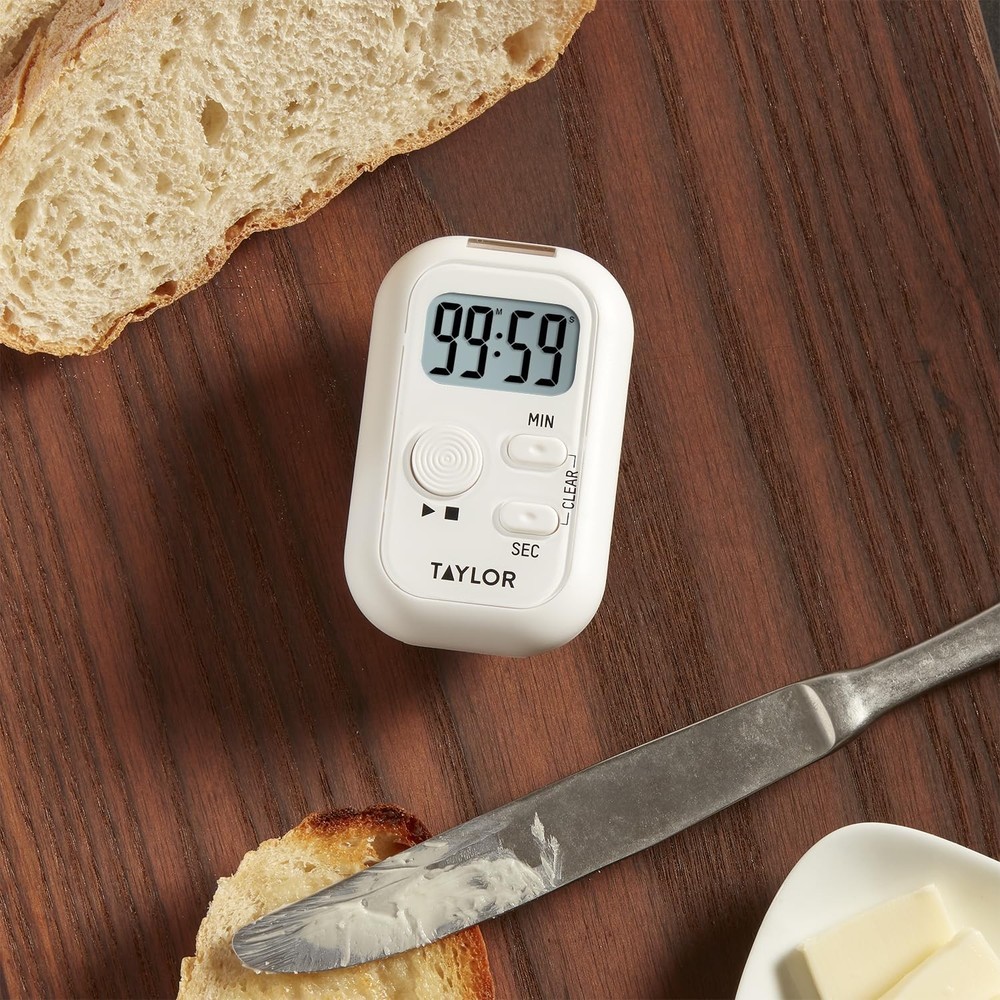 Taylor Multi-Alert (Sound, Light, Vibration) Digital Timer, Standard, White