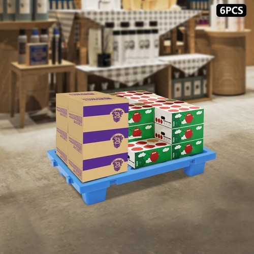 6-Piece Interlocking Plastic Pallets for Efficient Warehouse Storage