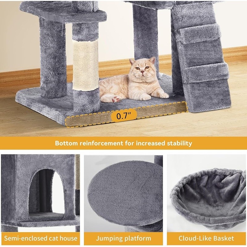 Multi Cat Tree W/ Scratching Posts Hideouts Interactive Play Station Indoor Cats