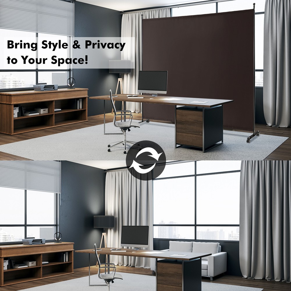 6FT Single Panel Room Divider w/ Wheels Rolling Fabric Partition Privacy Screen