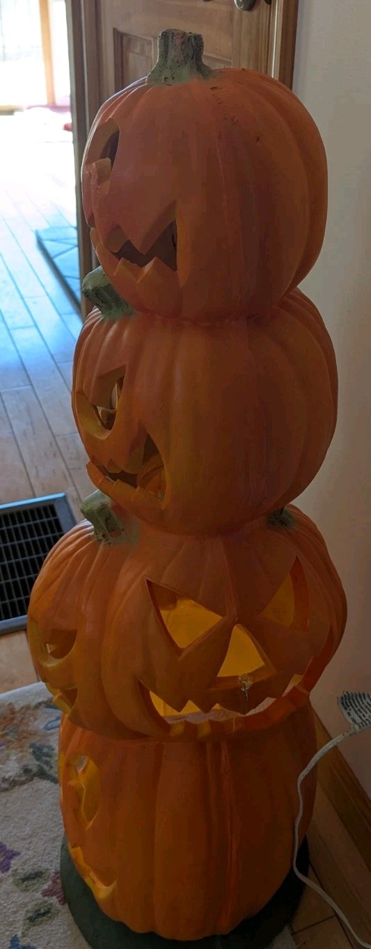 Vintage 1993 Trendmasters Stacked Jack o Lantern 36" Tower Lamp Halloween Decor