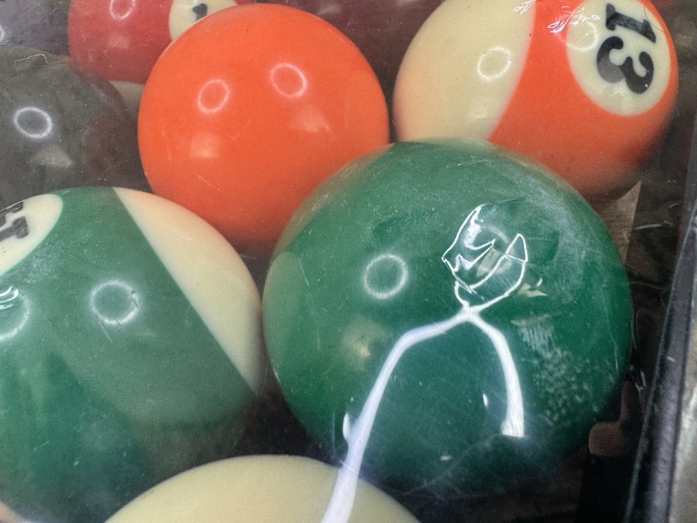 Vintage Pool Ball Set With Rack