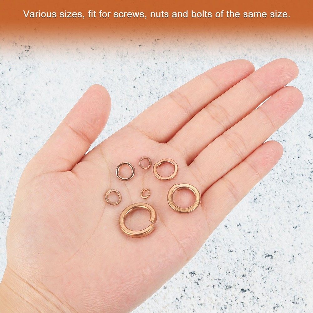60 Pcs Spring Lock Washer, Copper M5 Split Lock Washers Assortment