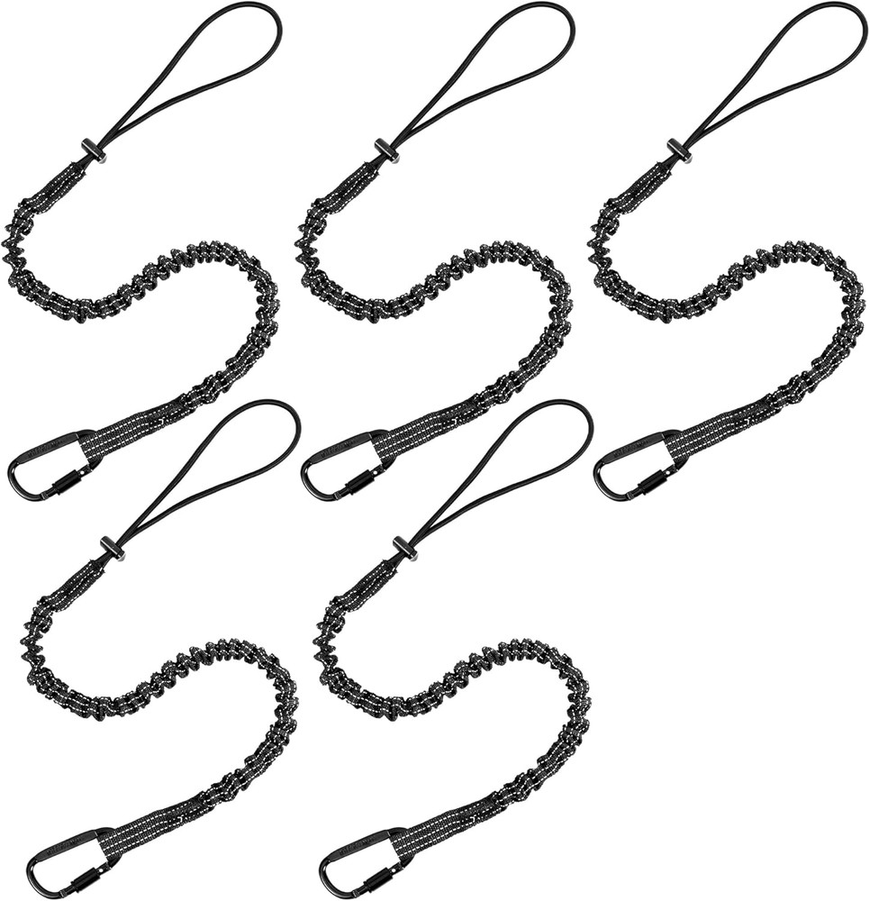 Safety Tether Tool Lanyard for Fall Protection - 5 Pack Stretch Strap Safety Too