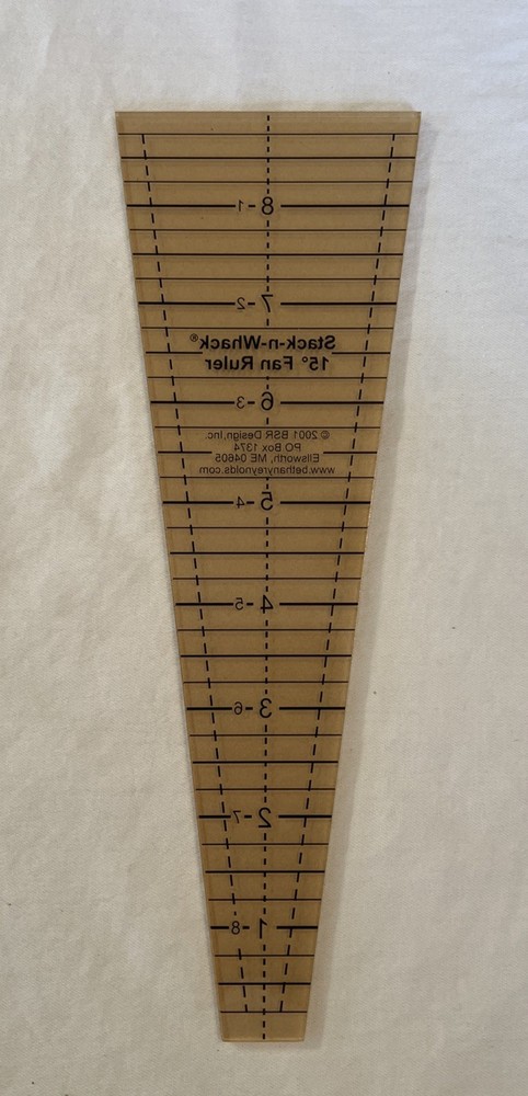 STACK N WHACK 15° FAN RULER Quilt Rotary Cut Ruler & Pattern Bethany Reynolds