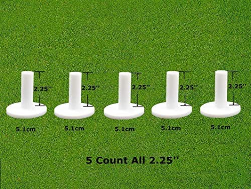 Golf Practice Tees, 5 Pack Rubber, Mixed or Same Size, Driving, White