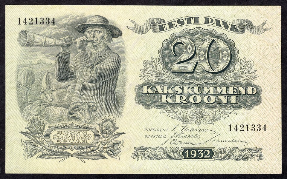 Estonia, 20 Krooni, 1932,  P64a,  Unc