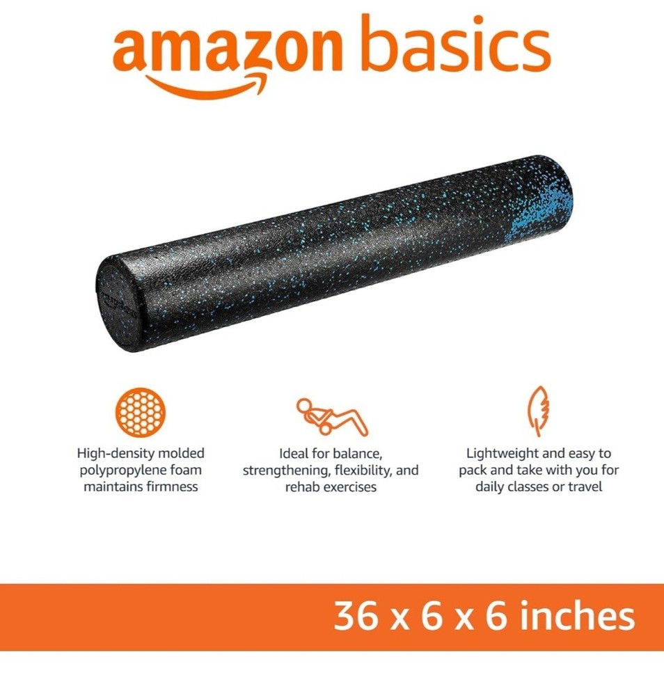 AmazonBasics High-Density Round Foam Roller - Black speckled, 36"