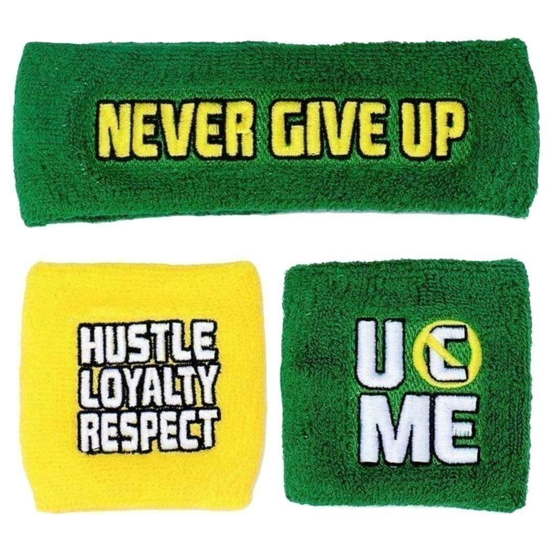 John Cena Earn The Day Green Yellow Headband Wristbands Set