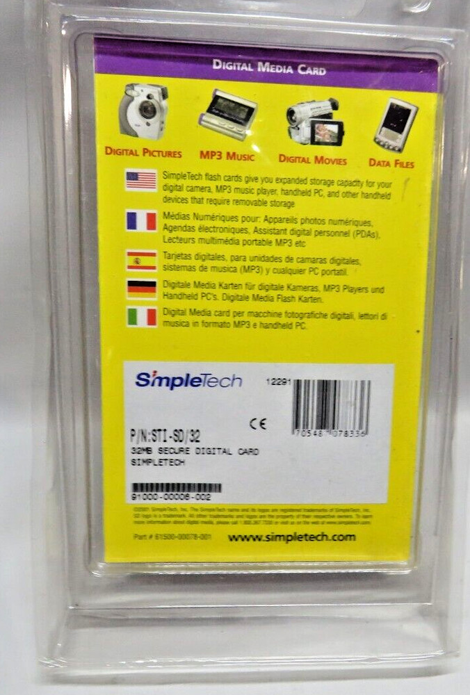 32MB SD Memory Card Flash Simpletech Secure Digital card new