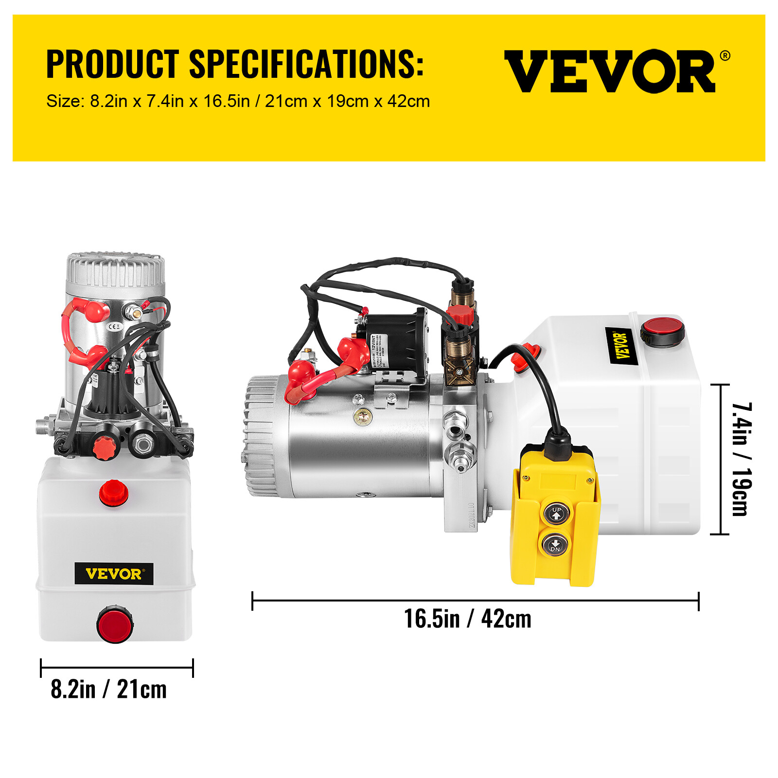 VEVOR 3 Quart 12V KTI Double Acting Hydraulic Pump with Manual Override