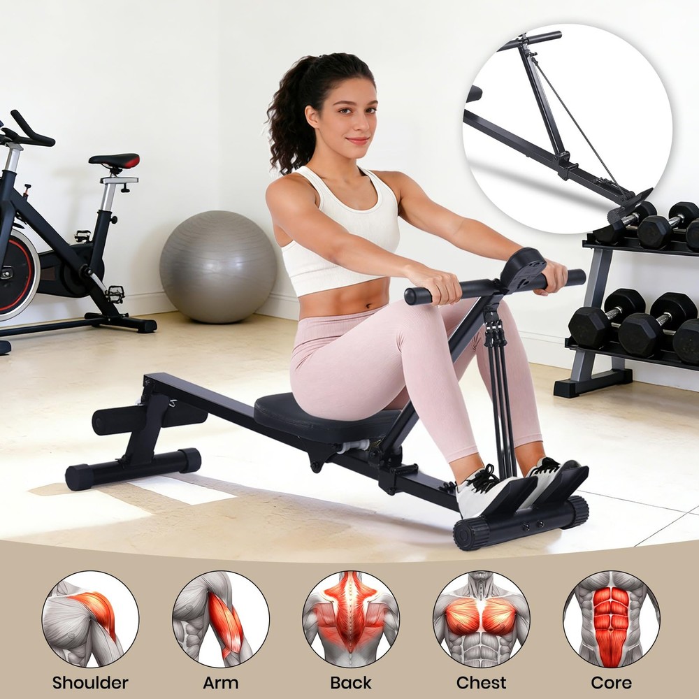 Rowing Machine for Home Use, Compact Rower Machine with LCD Display, 276 LB C...