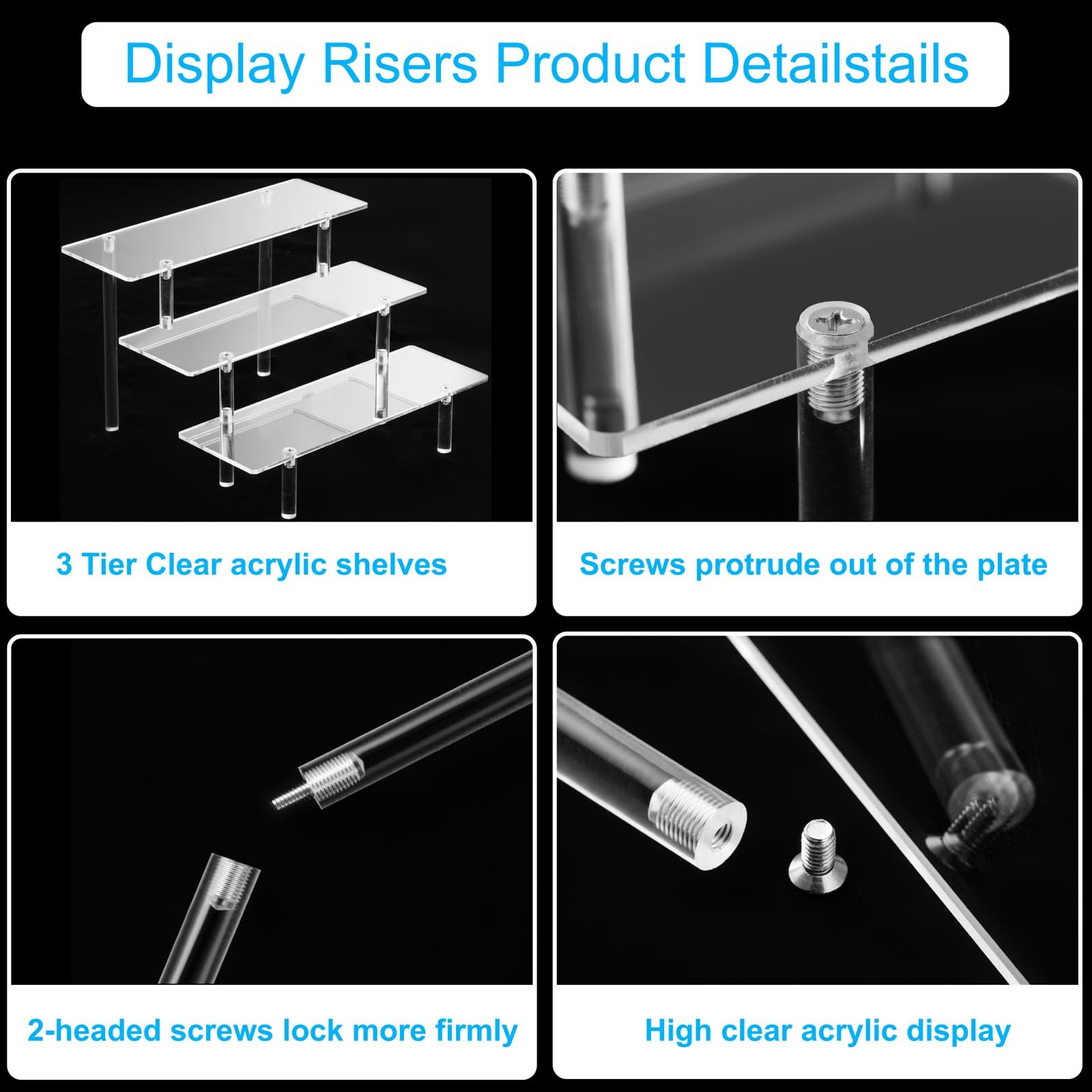 HENABLE Acrylic Display Risers, Acrylic Perfume Stand Organizer, Clear Shelf