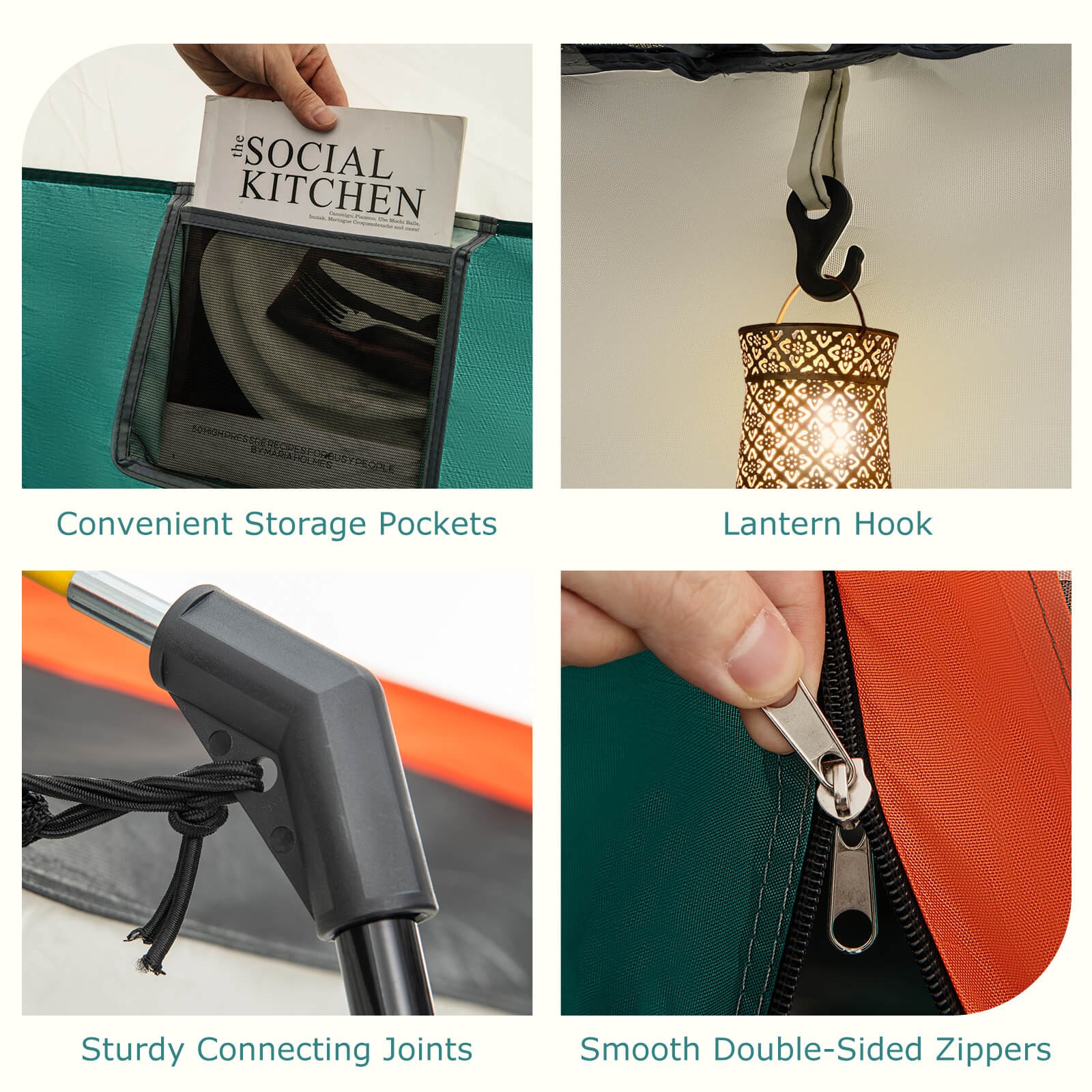 8-Person Camping Tent with Porch Large Family Cabin Tent with 2 Rooms 2 Doors