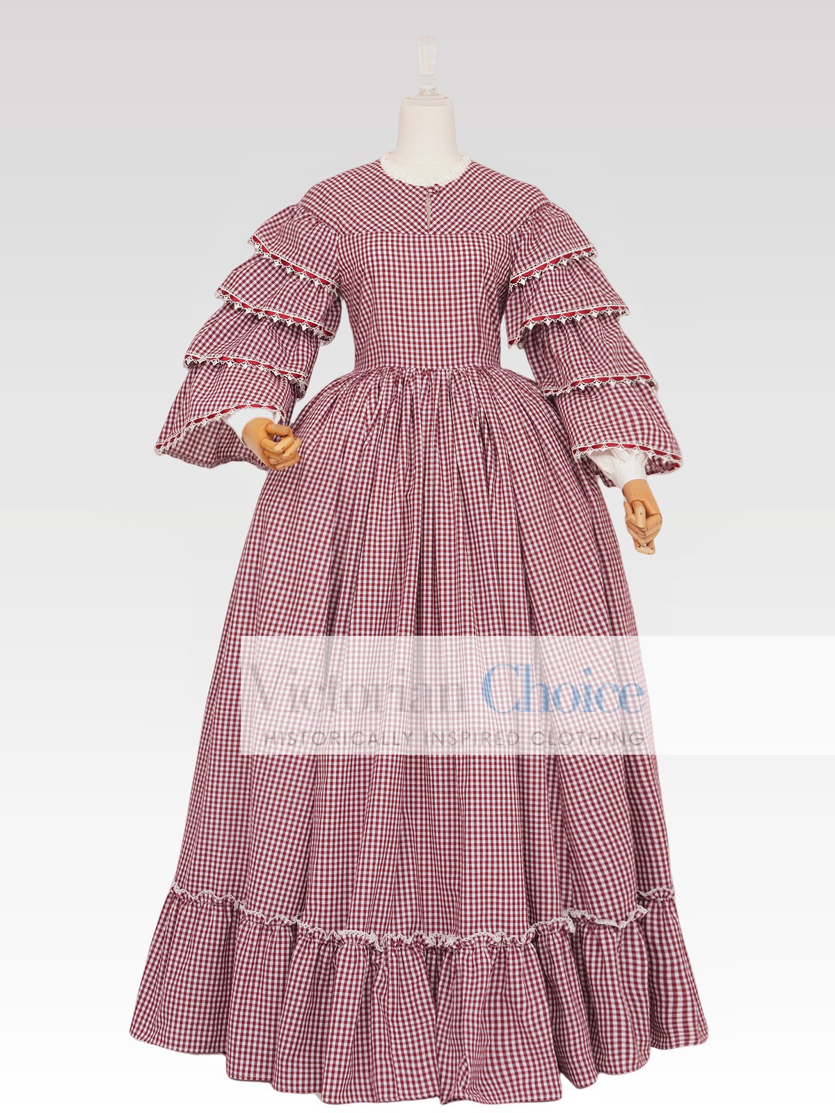 Victorian Dickens Plaid Dress Civil War 1850s 1860s Pioneer Women Theater 260
