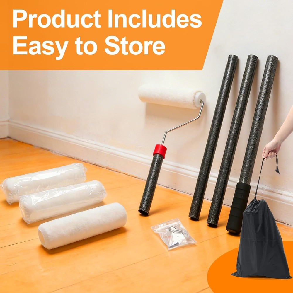 Paint Roller Brush Kit, 6 FT Paint Roller Extension Poles Multi-Function Paint R