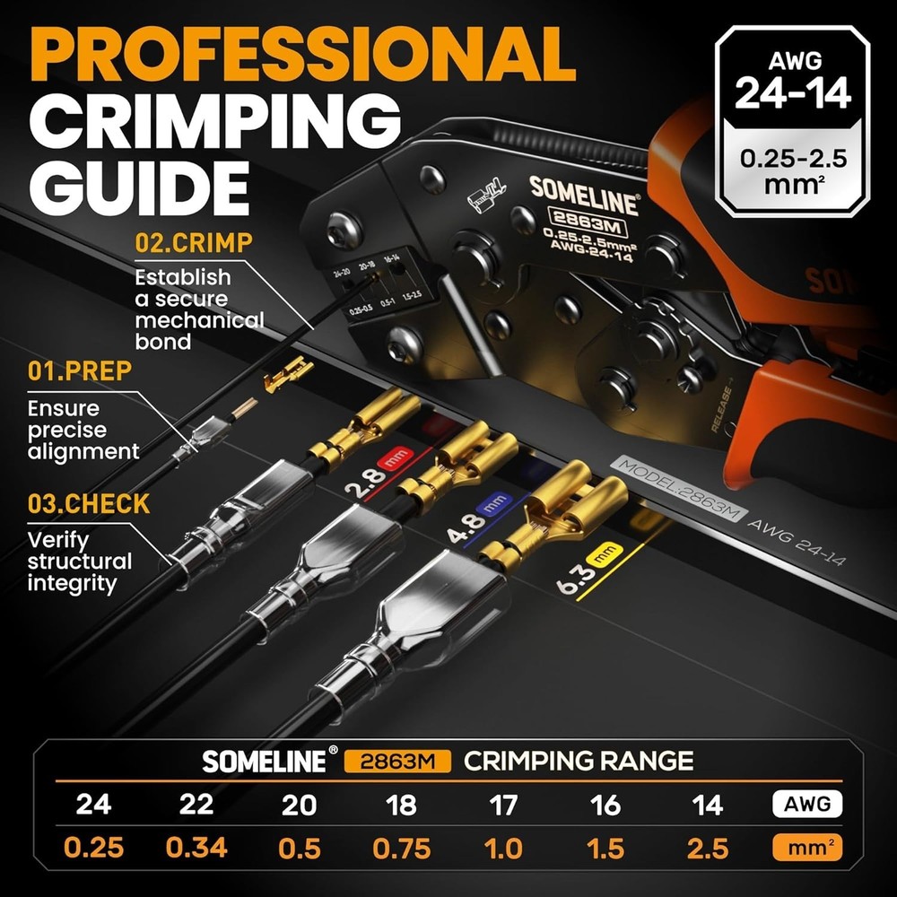 Crimping Tool Kit with 14 Sizes Terminals