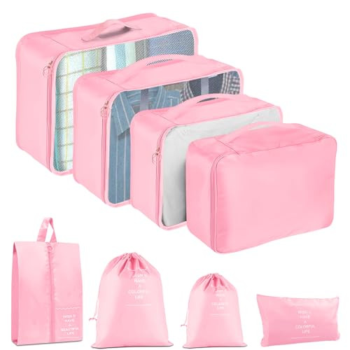 8 Set Packing Cubes for Suitcase, Compression Packing Cubes for Carry on