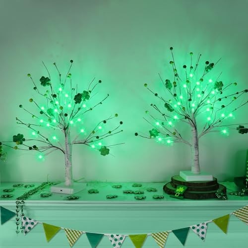 Prelit & Timer - St. Patrick's Day Decorations, 2 Pack 18 Inch St Patricks Day