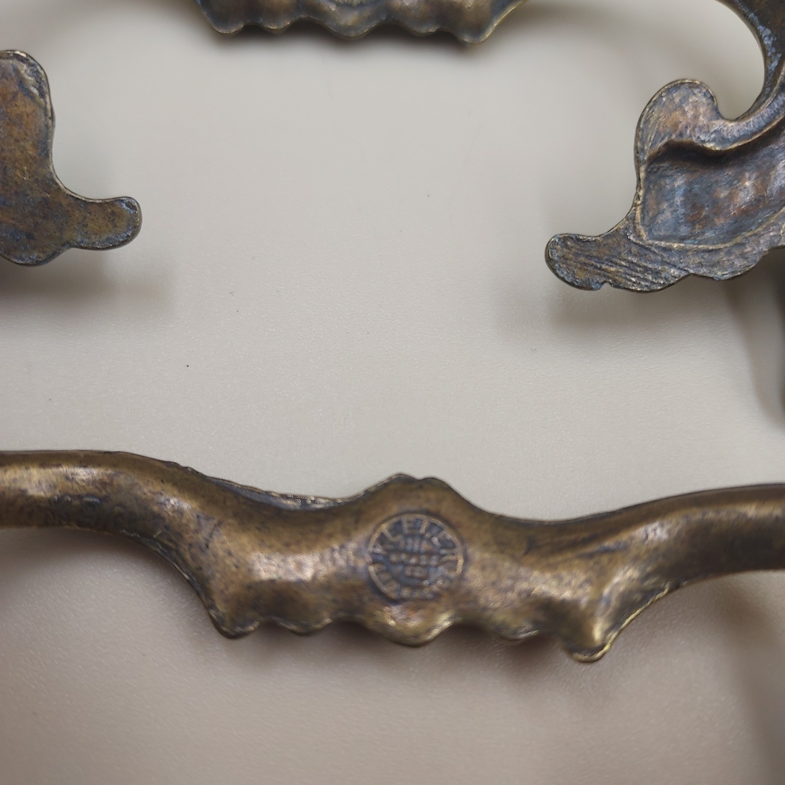 Set of 6 Vintage KEELER Brass French Provincial Drawer Pulls 3.5" Center Holes