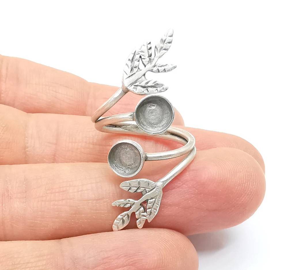 Wrap Leaf Ring Setting, Cabochon Blank, Resin Bezel, inlay Mounting, Epoxy Frame
