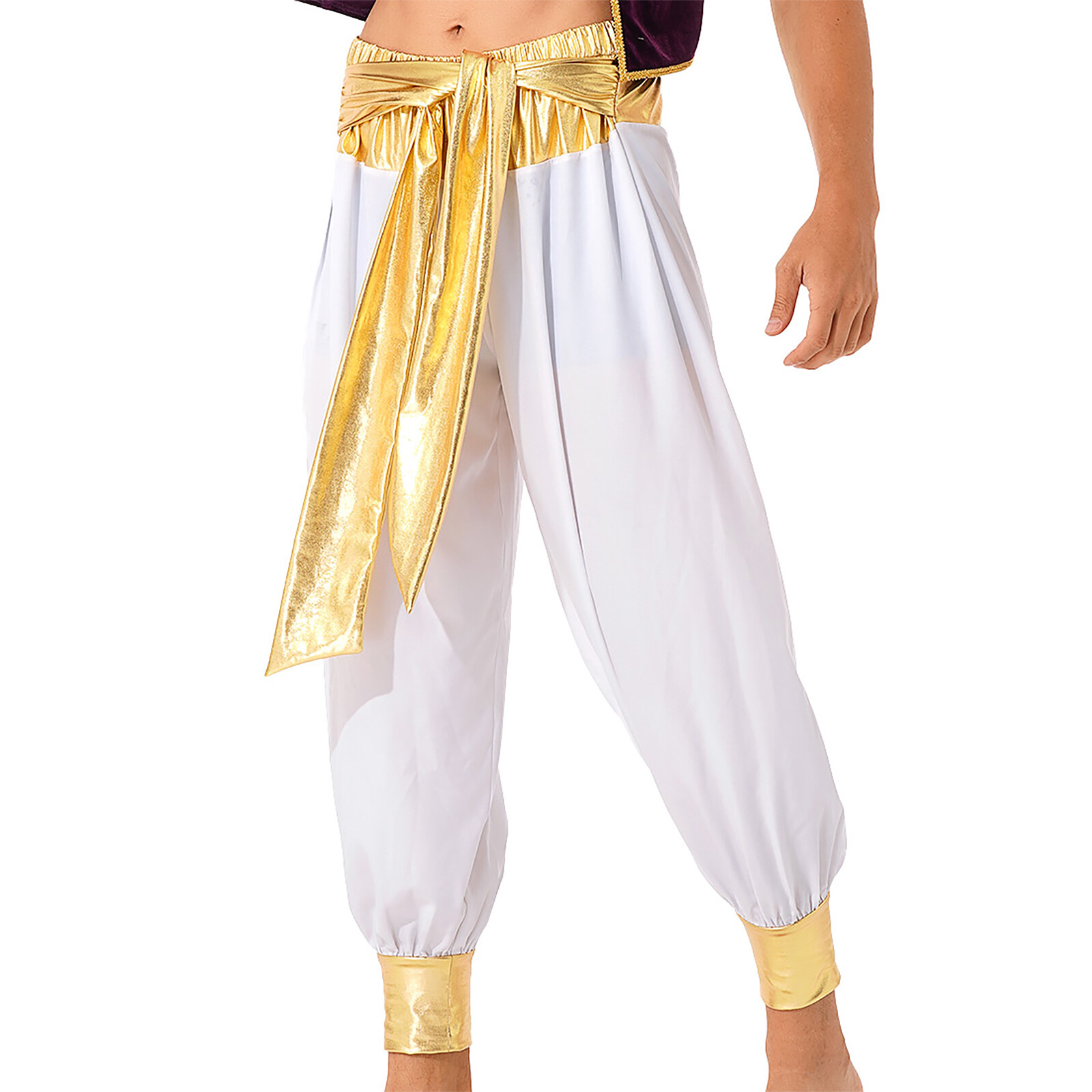 US YiZYiF Men Halloween Party Pants Arabian Prince Cosplay Trousers Carnival