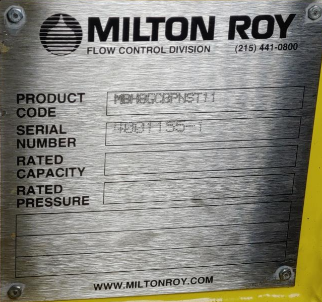 Milton Roy Metering Pump Model MBH8GCBPNST11