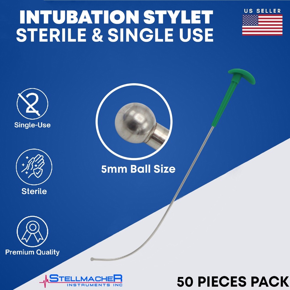 Intubation Stylet Sterile Single Use Stylets Anesthesia Instruments 50 Pack