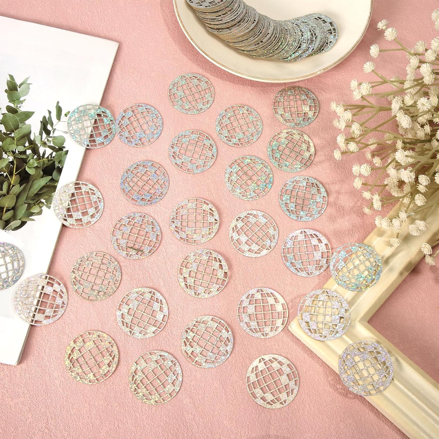 100pcs Glitter Disco Ball Table Confetti, Disco Theme Party Confetti for Bachelo