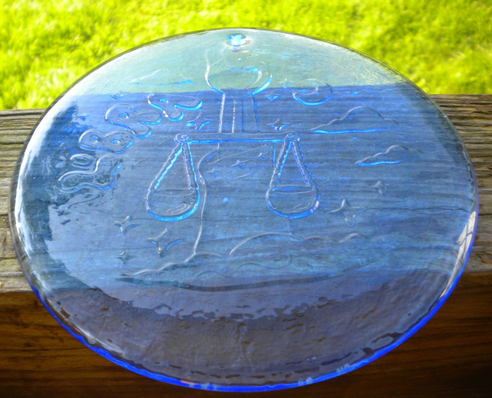Blenko Glass Suncatcher - Libra - Denim Blue