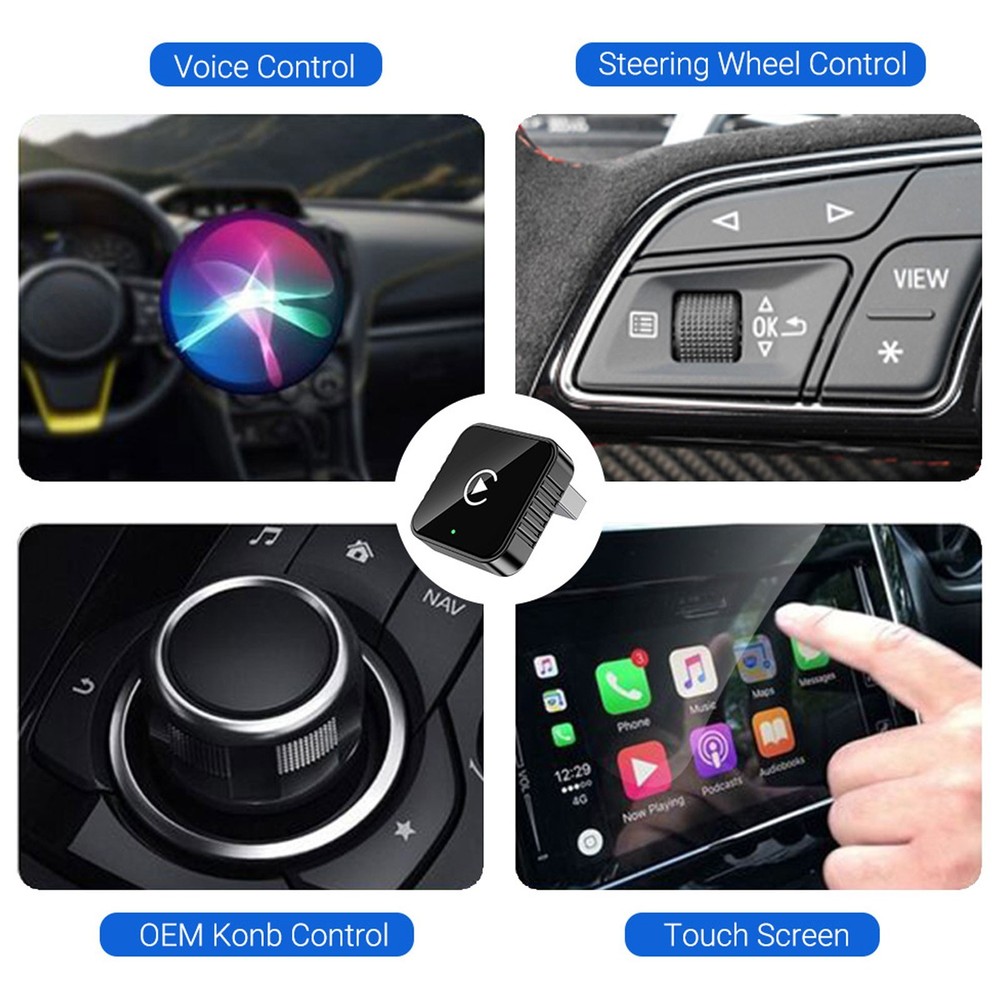 2-in-1 Wireless Carplay Android Auto Adapter Plug&play USB For Iphone Android A6