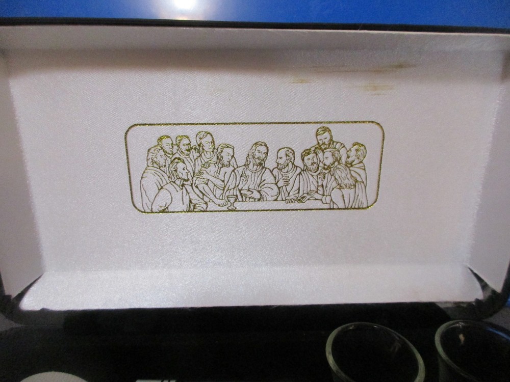 Portable Communion Set in Case "Last Supper" Set