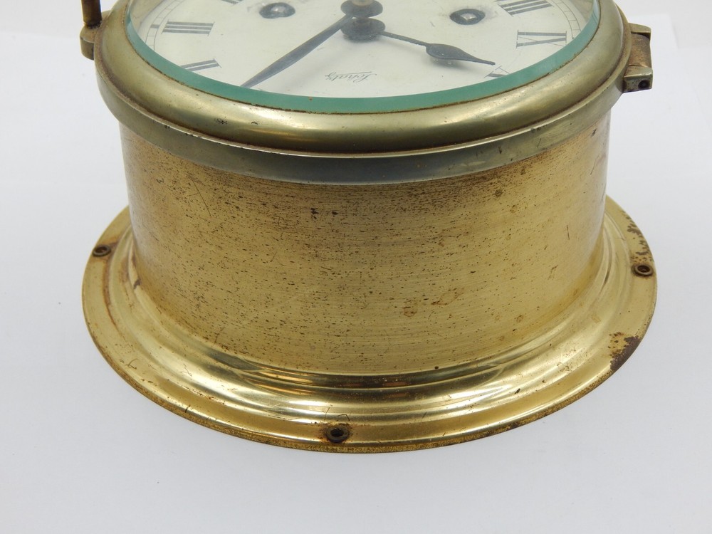 Vintage Schatz Key Wind Mechanical Ship's Clock 14400 w/ Solid Brass Case