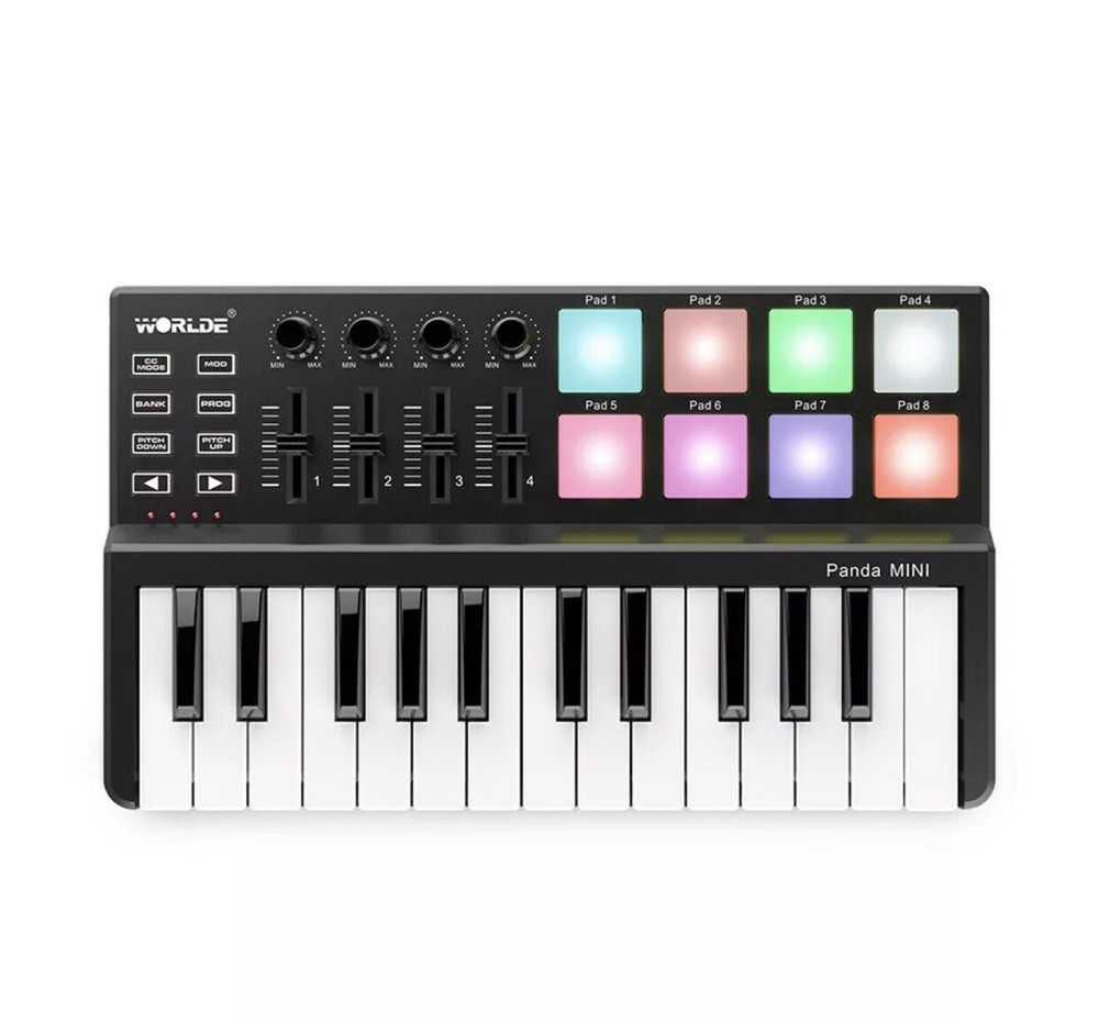 Worlde Panda Mini USB MIDI Keyboard Controller 25 Keys w/ Drum Pads IOB