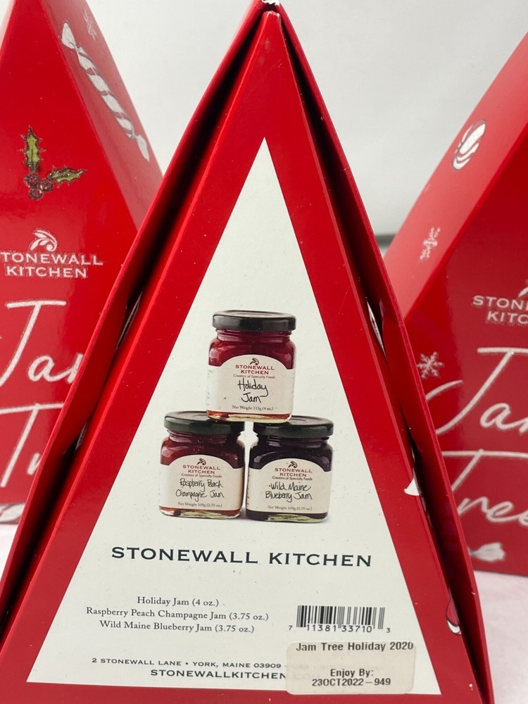 (3) EMPTY Christmas Tree Shape Gift Boxes Stonewall Kitchen 8" x 6"