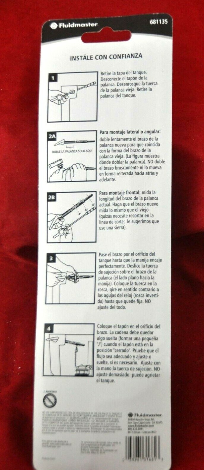 NEW FluidMaster 681 CHROME Universal Sure-Fit Toilet Flush Lever Handle 681135