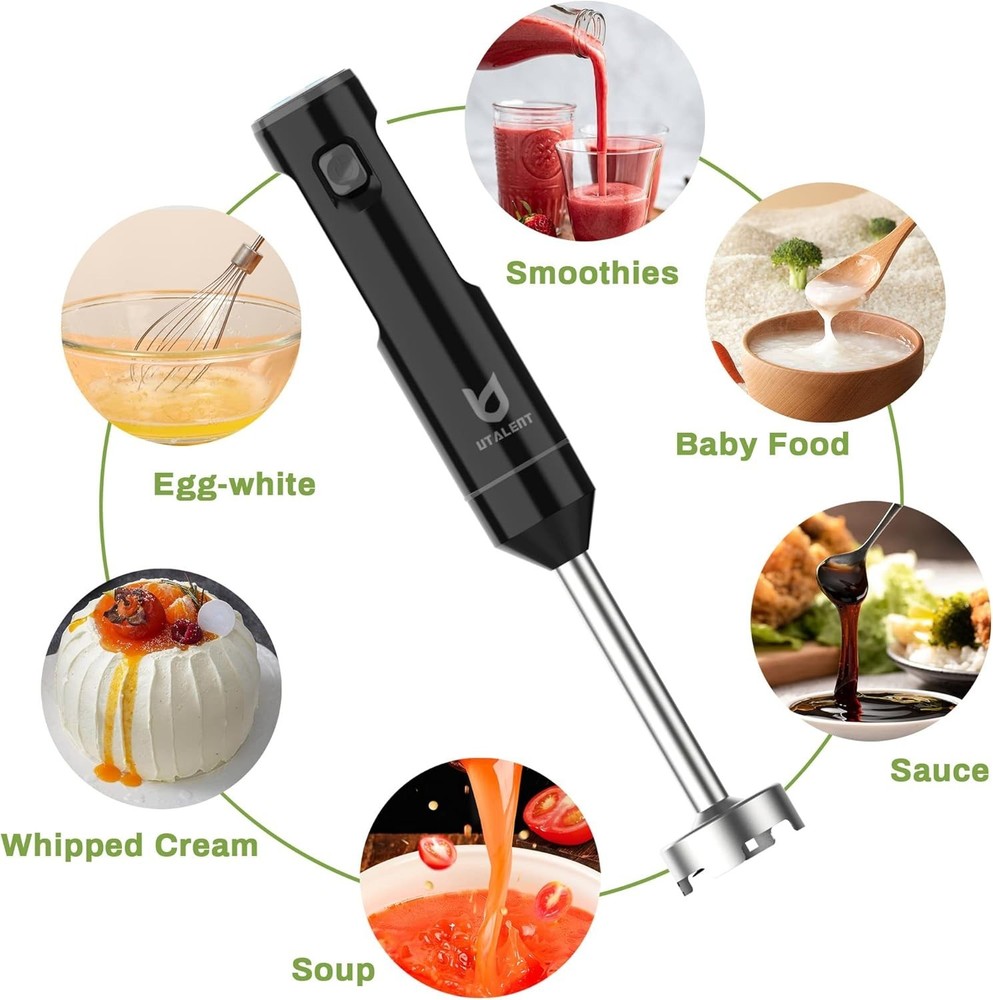 Variable Speed Immersion Blender with USB-C Charging – Perfect for Smoothies